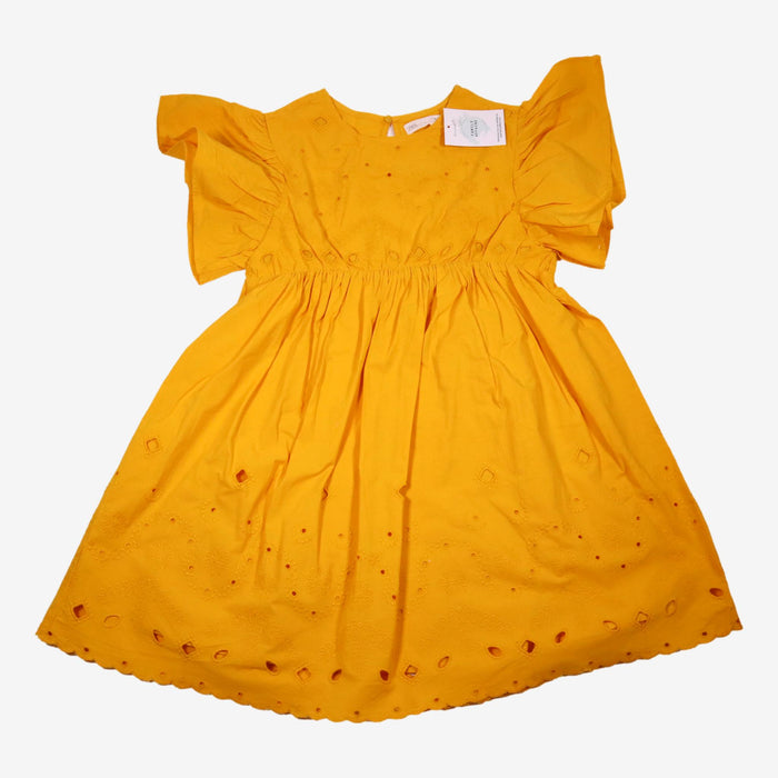 ZARA 14 ans robe détails brodés jaune moutarde