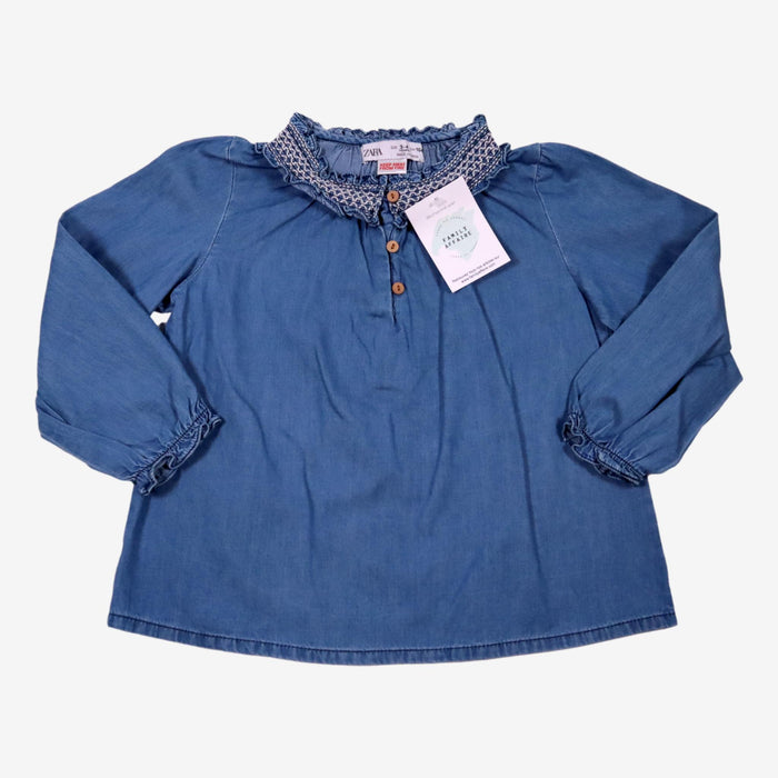 ZARA 4 ans blouse bleu manche longue