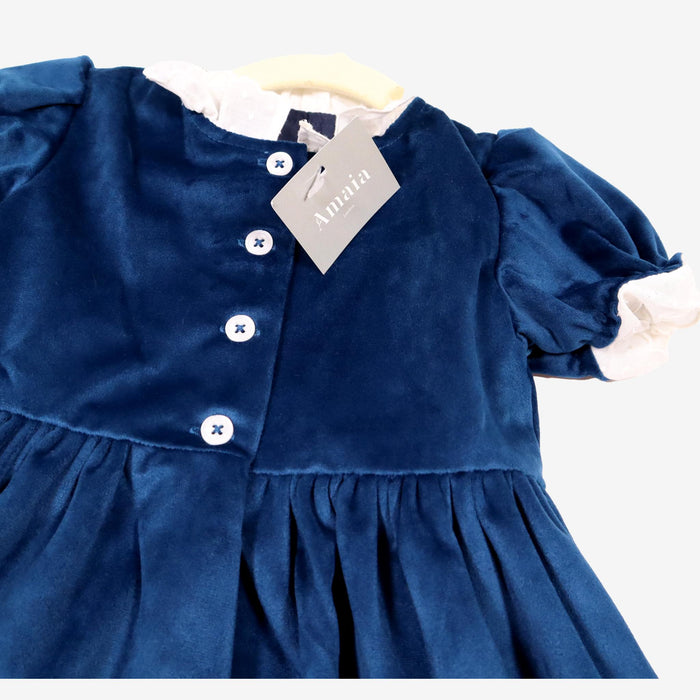 AMAIA outlet 2 ans robe velours bleu