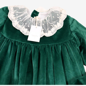 AMAIA outlet 4/6/8/10 ans robe velours vert