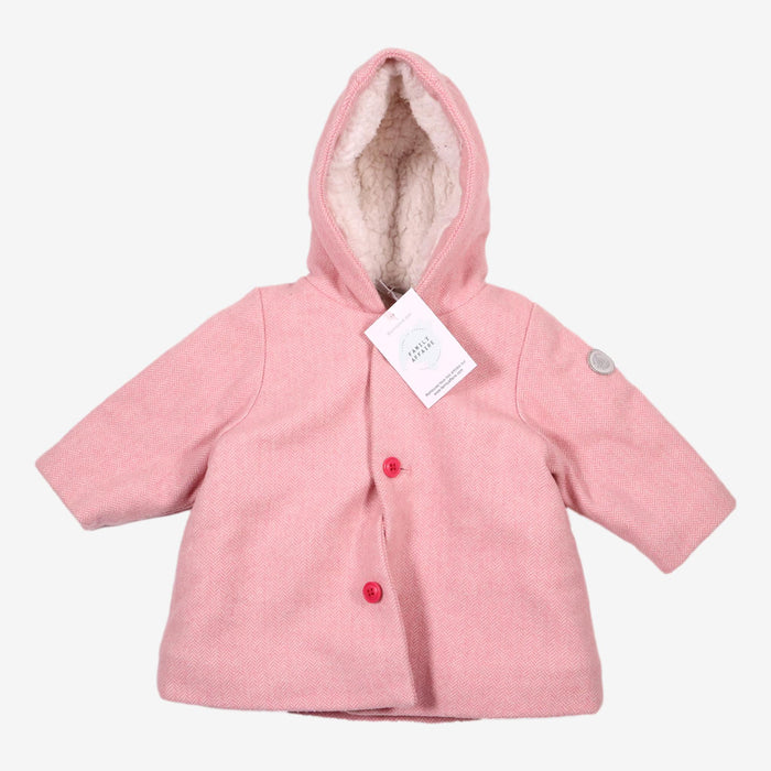 PETIT BATEAU 6 mois manteau rose a capuche