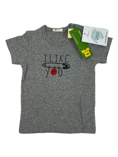 BENETTON NEUF 6/9 mois tee shirt gris I Like You