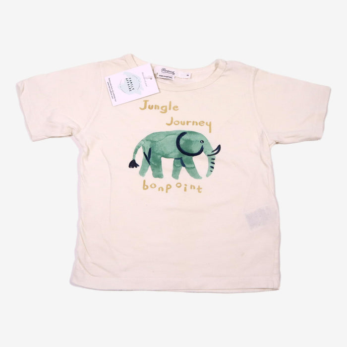 BONPOINT 2 ans T-shirt blanc motif éléphant