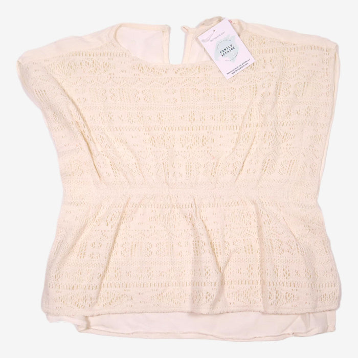 ZARA 8 ans Blouse bimatière dentelle coton blanche