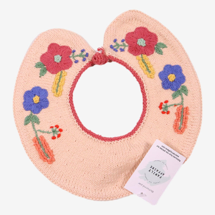 KALINKA Col amovible rose en tricot motif fleurs