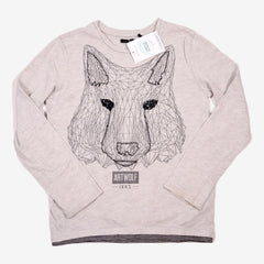 IKKS 8 ans tee shirt loup gris