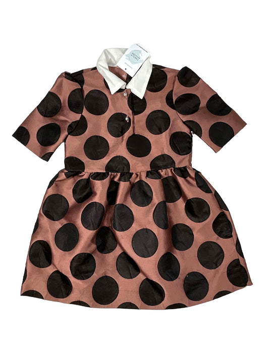 N°21 4 ans robe marron glacé a pois noir