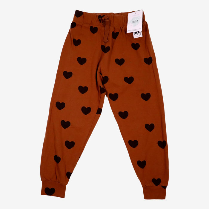 MINI RODINI 4/5 ans Pantalon fluide coeurs marron