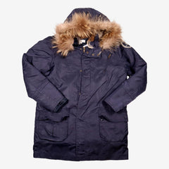 BLEU COMME GRIS 12 ans manteau bleu capuche fourrure