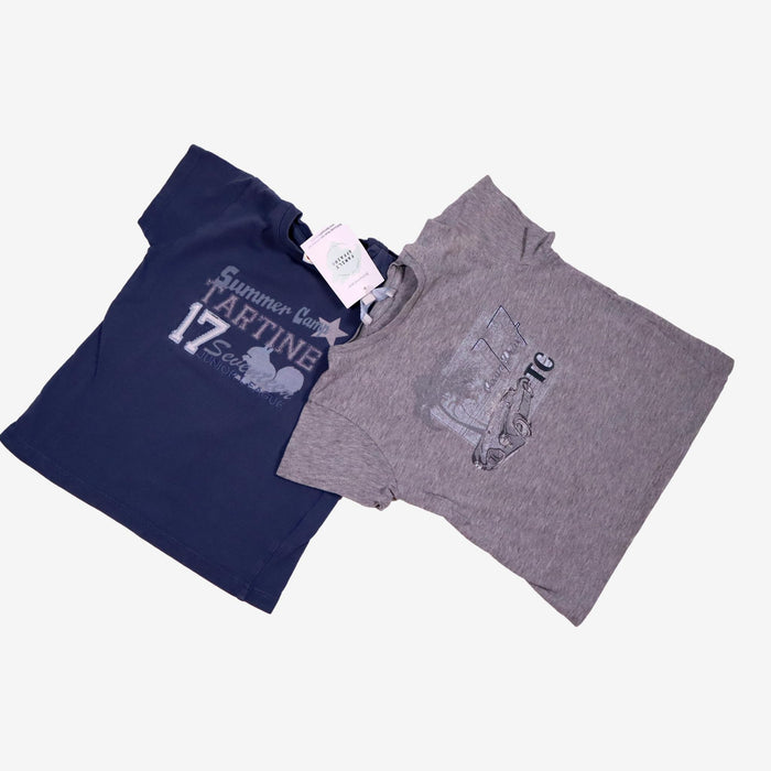 TARTINE & CHOCOLAT 2 ans Lot de 2 Tee-shirts gris et bleu