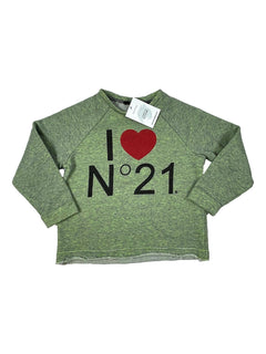 N21 6 ans sweat vert I LOVE