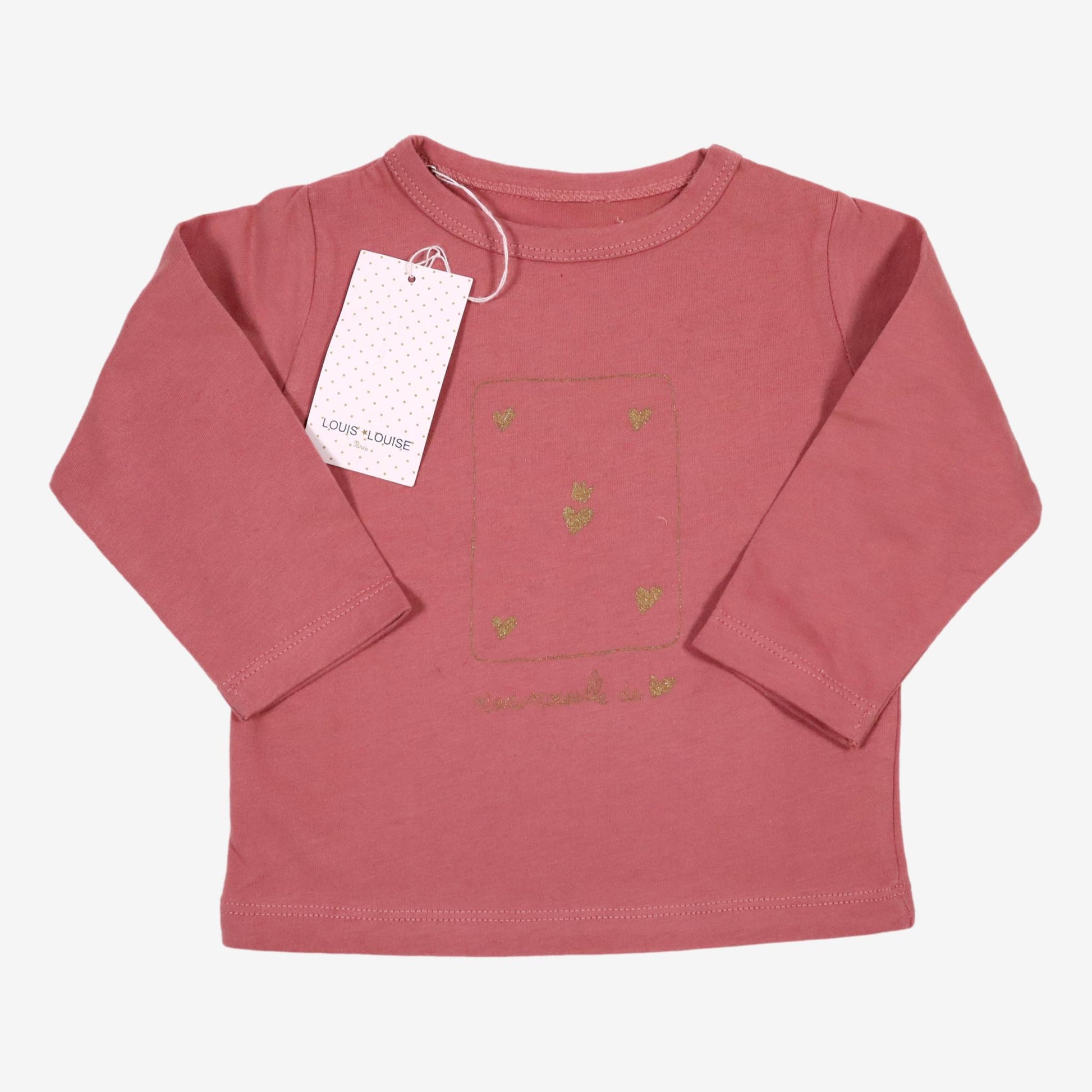 LOUIS LOUISE outlet 12m t-shirt carte cœurs rose