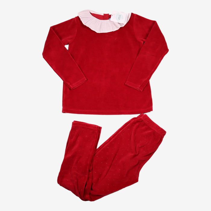 JACADI 10 ans pyjama velours rouge col blanc