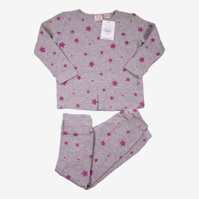 ZARA 6/7 ans Pyjama gris étoiles roses brillantes