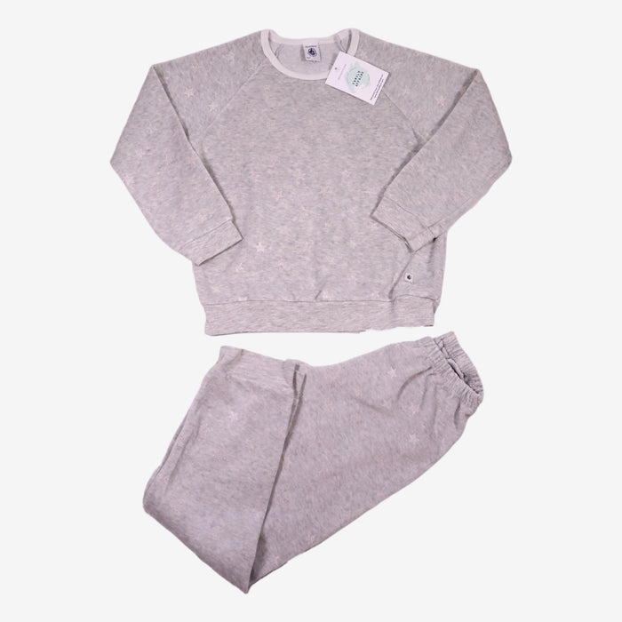 PETIT BATEAU 8 ans pyjama velours gris étoiles blanches