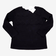 ZARA 8 ans tee-shirt noir à broderies anglaises