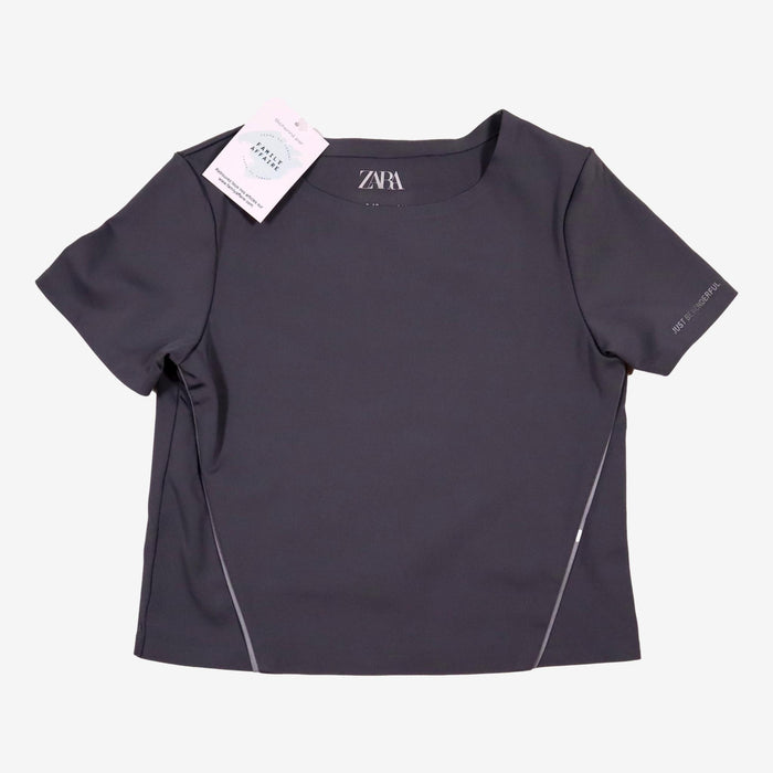 ZARA 10 ans top élastique gris anthracite