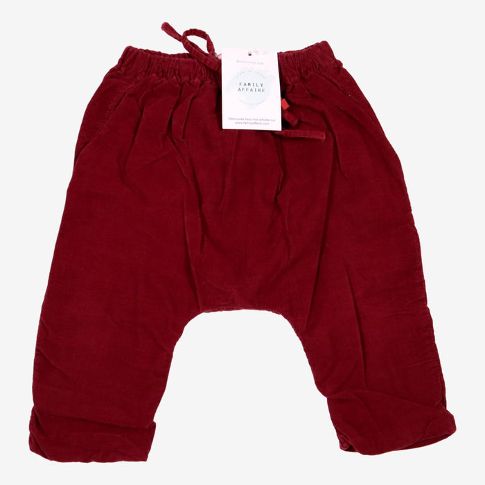 LA COQUETA 18 mois pantalon sarouel velours côtelé rouge