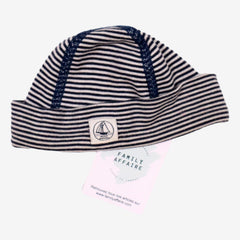 PETIT BATEAU 0 mois bonnet rayé marine et blanc