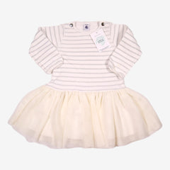 PETIT BATEAU 18 mois robe tutu blanche à rayures pailletées