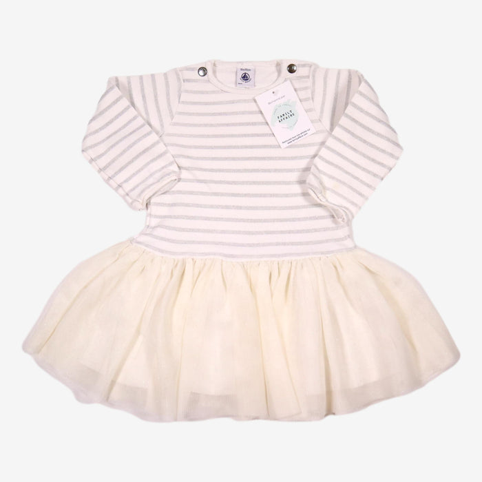 PETIT BATEAU 18 mois robe tutu blanche à rayures pailletées