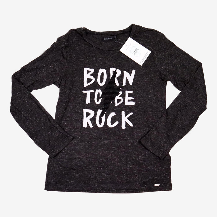 IKKS 8 ans tee-shirt gris à paillettes "Born to be rock"