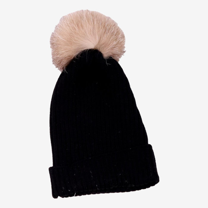 MONCLER bonnet noir pompom fourrure