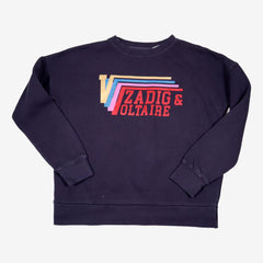 ZADIG ET VOLTAIRE 12 ans sweat marine écritures paillettes