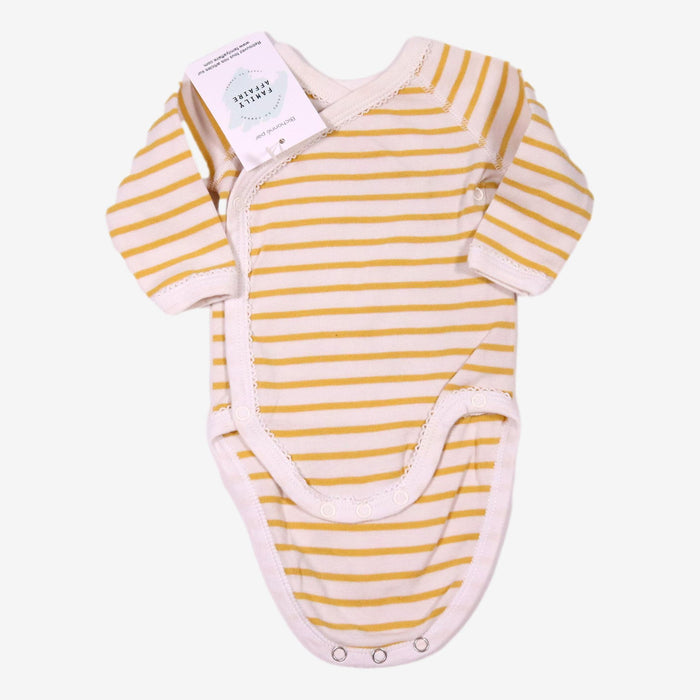 PETIT BATEAU 1 mois body rayé moutarde