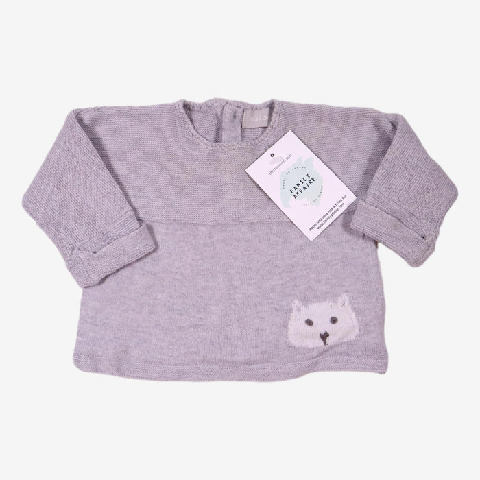 NATALYS 3 mois pull gris petit chat