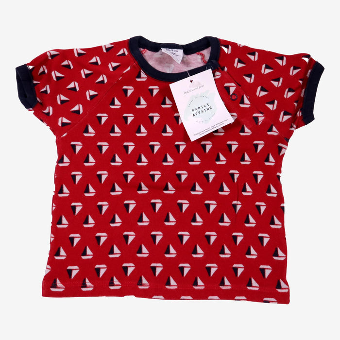 PETIT BATEAU 18 mois t-shirt rouge imprimé bateau