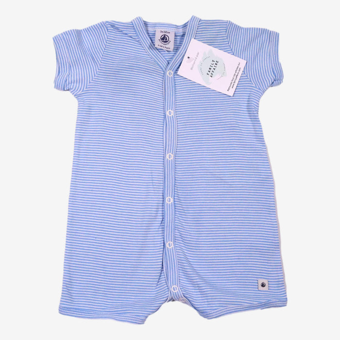 PETIT BATEAU 3 mois body court rayé bleu