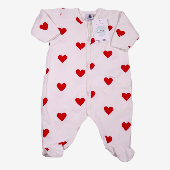 PETIT BATEAU 3 mois pyjama blanc à cœurs