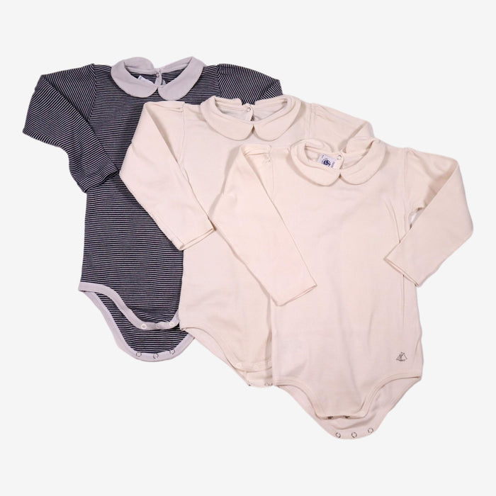 PETIT BATEAU 2 ans Lot de 3 Bodies à col claudine