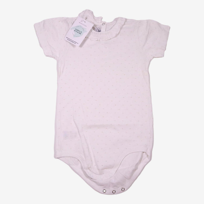 PETIT BATEAU 2 ans Body col smock à pois blanc