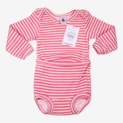 PETIT BATEAU 12 mois Body doublé à rayures rose et blanc