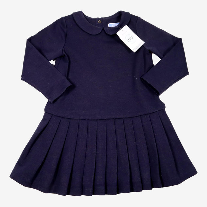 JACADI 3 ans Robe col claudine jupe plissée bleue marine