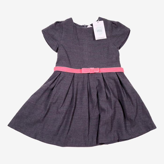 JACADI 3 ans Robe à ceinture rose grise en coton