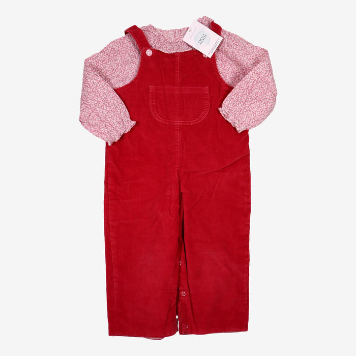 3 ans Ensemble salopette Chemise rouge framboise