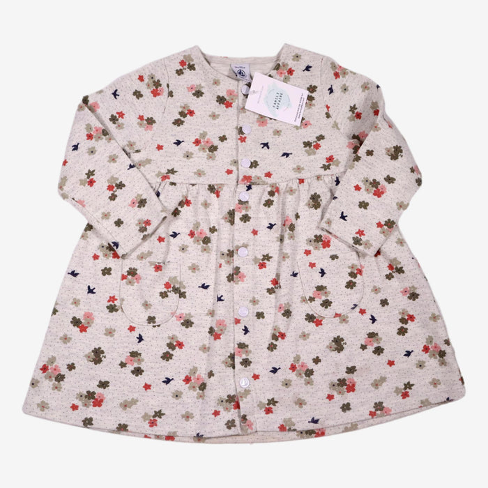 PETIT BATEAU 3 ans robe grise a fleurs