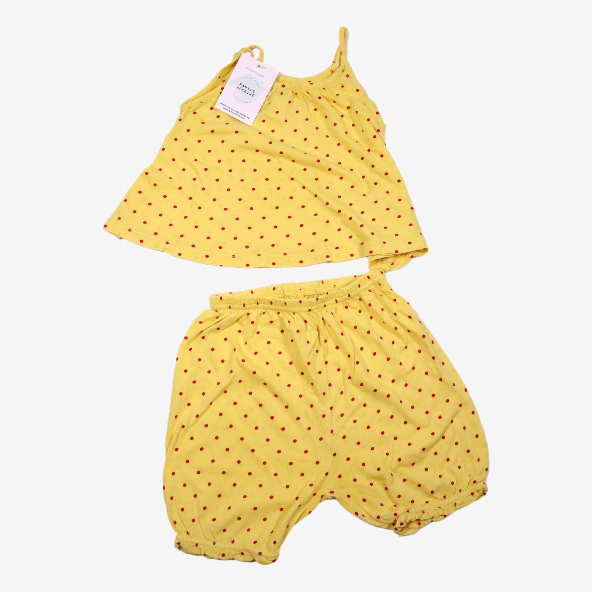 BONTON 2 ans pyjama jaune pois rouge