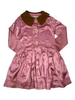 ZARA 8 ans robe rose satinée et col maille