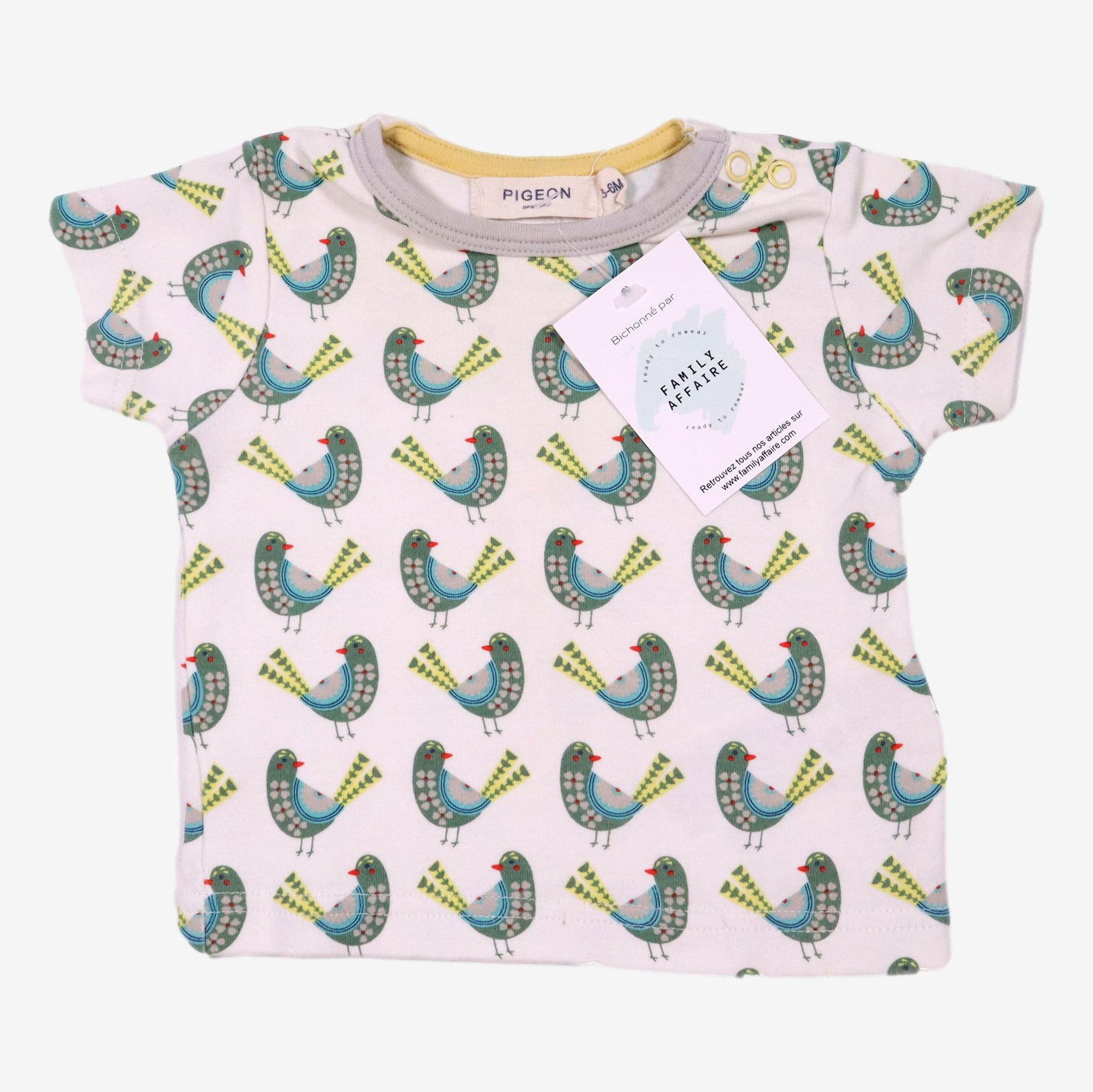 PIGEON 3/6 mois tee shirt motifs oiseaux