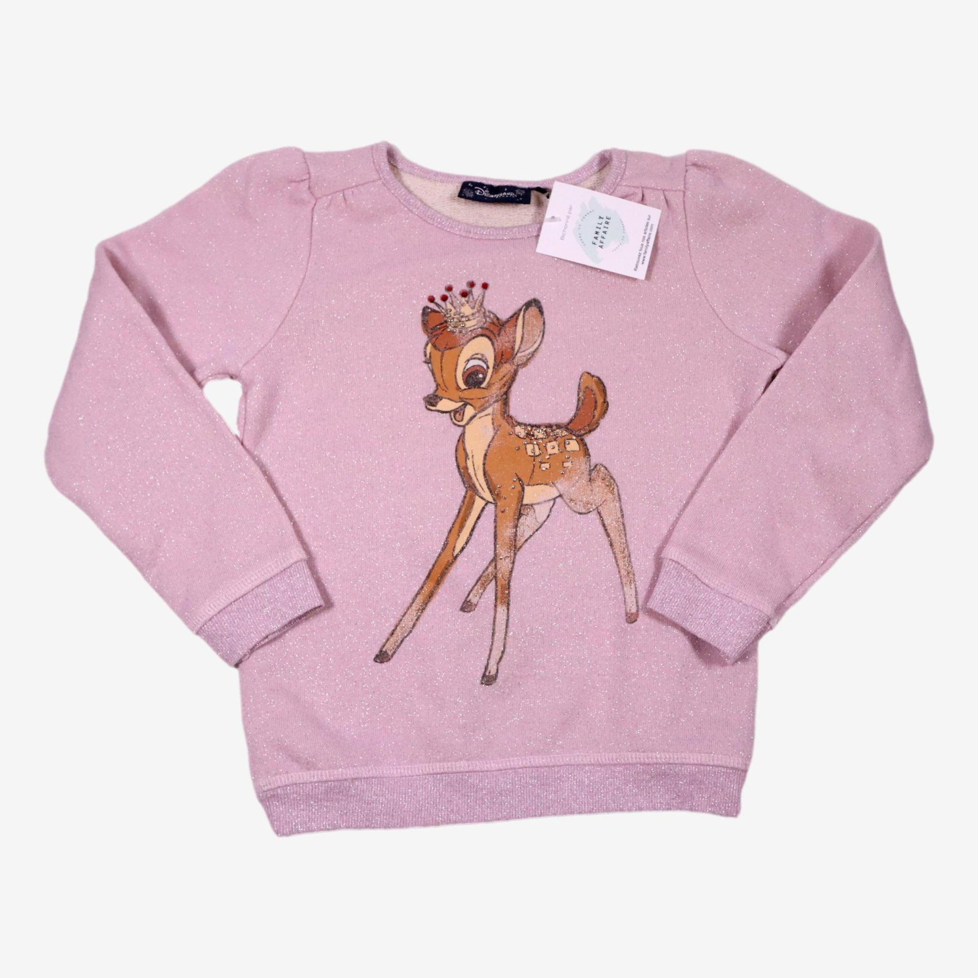 DISNEYLAND 8 ans Sweat bambi rose pailleté