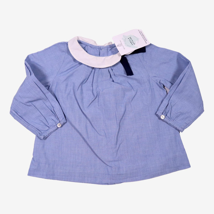 JACADI 2 ans Blouse à col claudine bleue