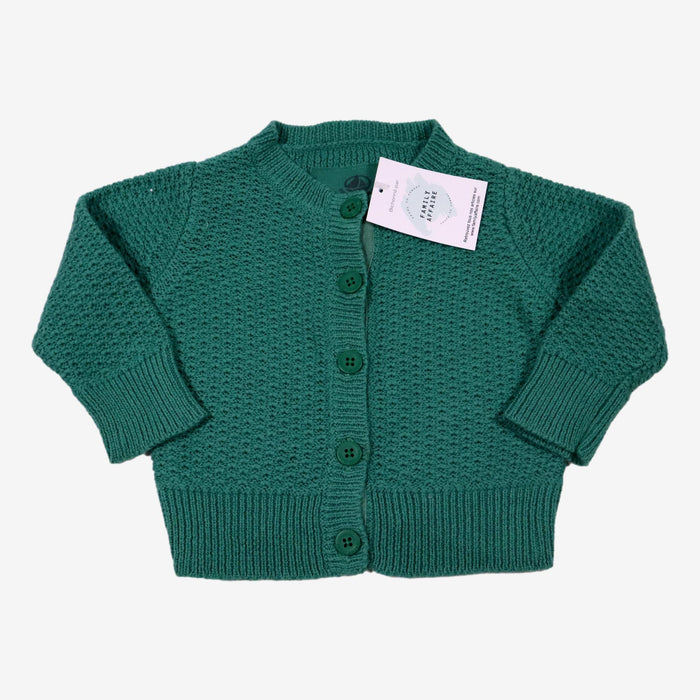 PETIT BATEAU 12 mois Gilet en laine tricoté turquoise