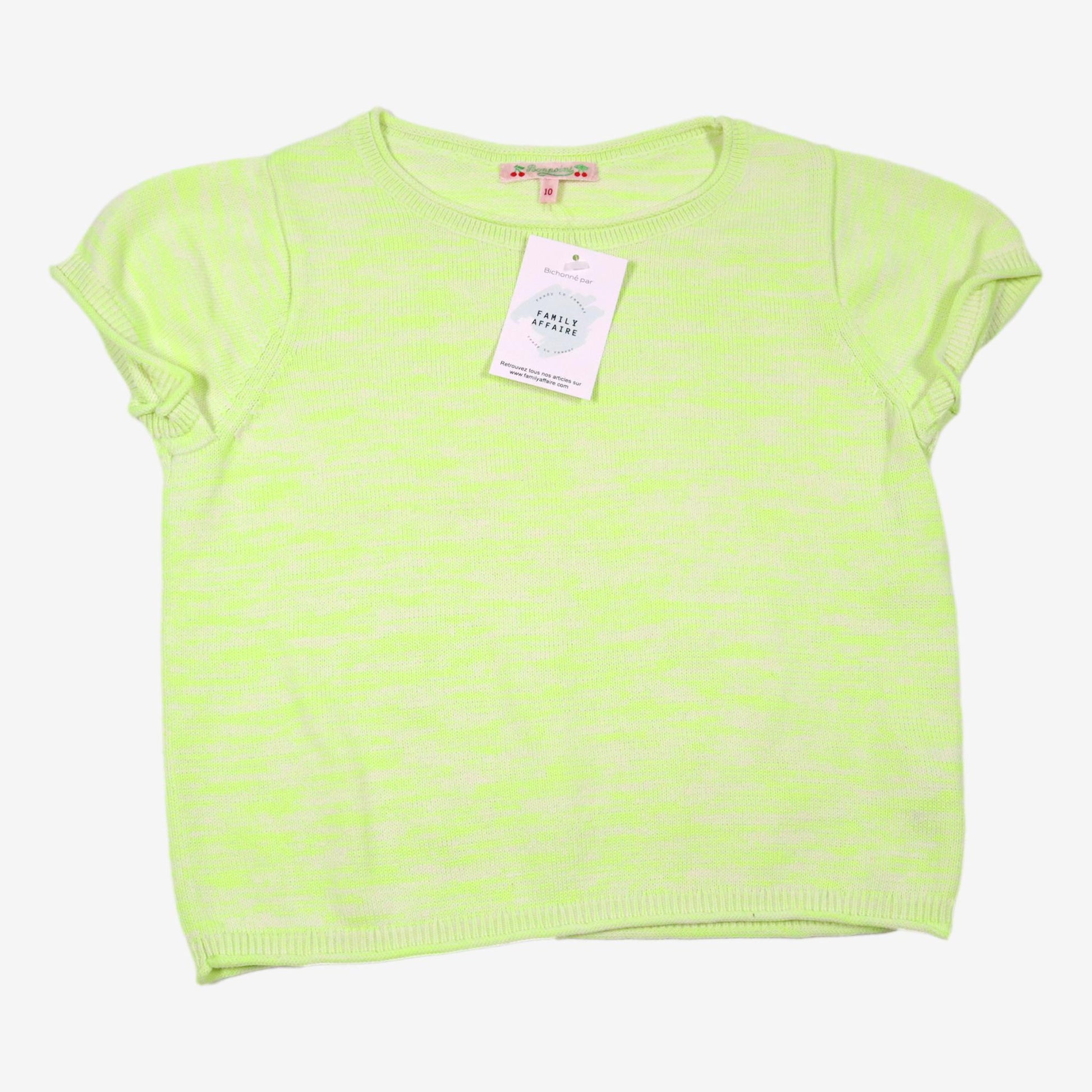 BONPOINT 10 ans Tee-shirt en maille vert fluo