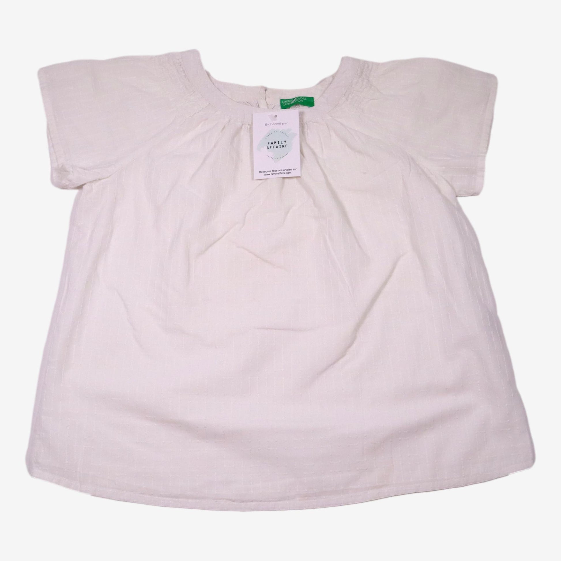 BENETTON 8 ans Blouse brodée blanche