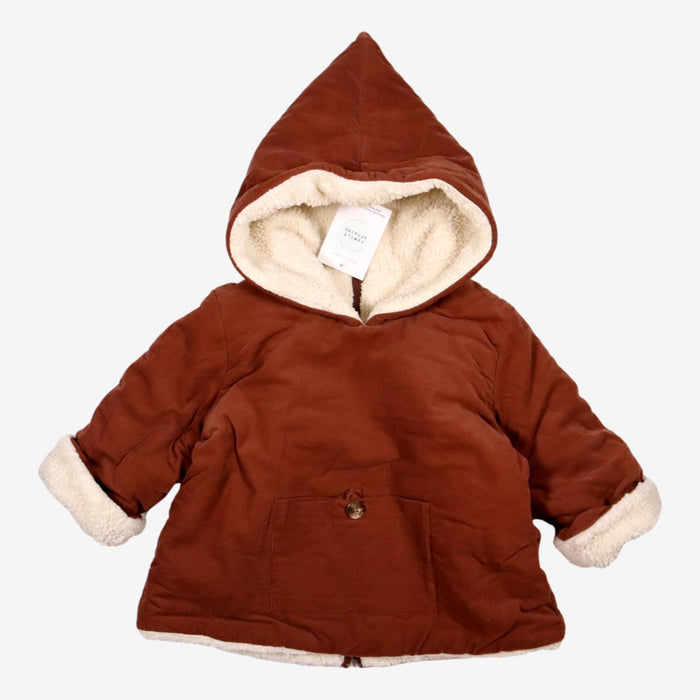 BONTON 2 ans burnou velours marron et sherpa