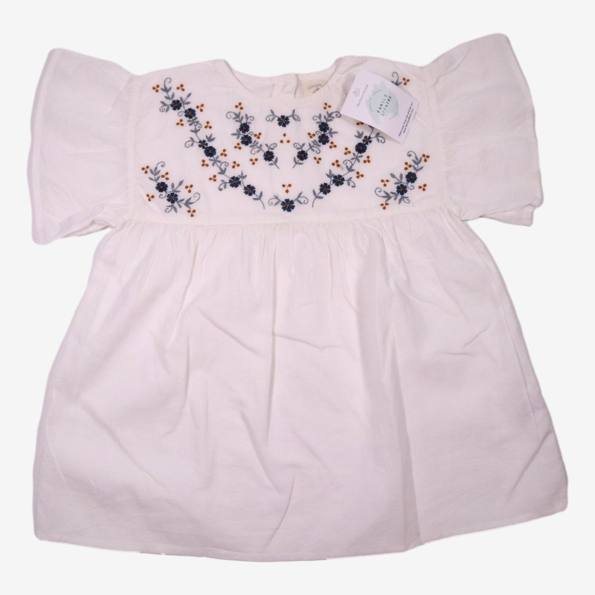 LOUIS LOUISE 10 ans Blouse broderies fleurs blanche